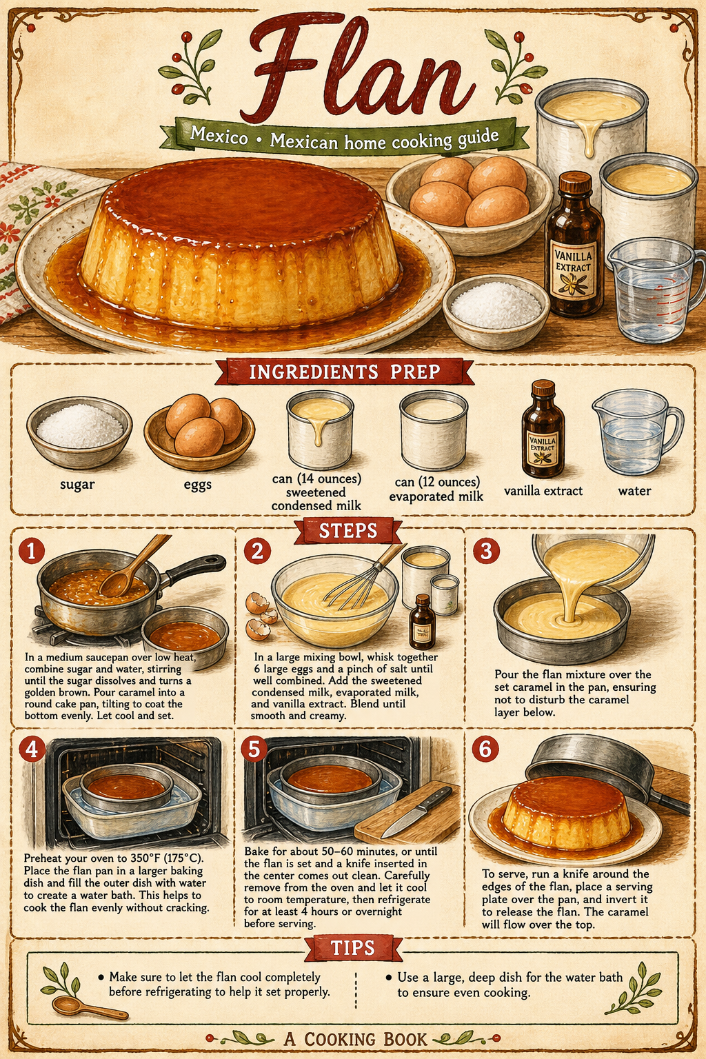 Flan illustrated step-by-step cooking guide