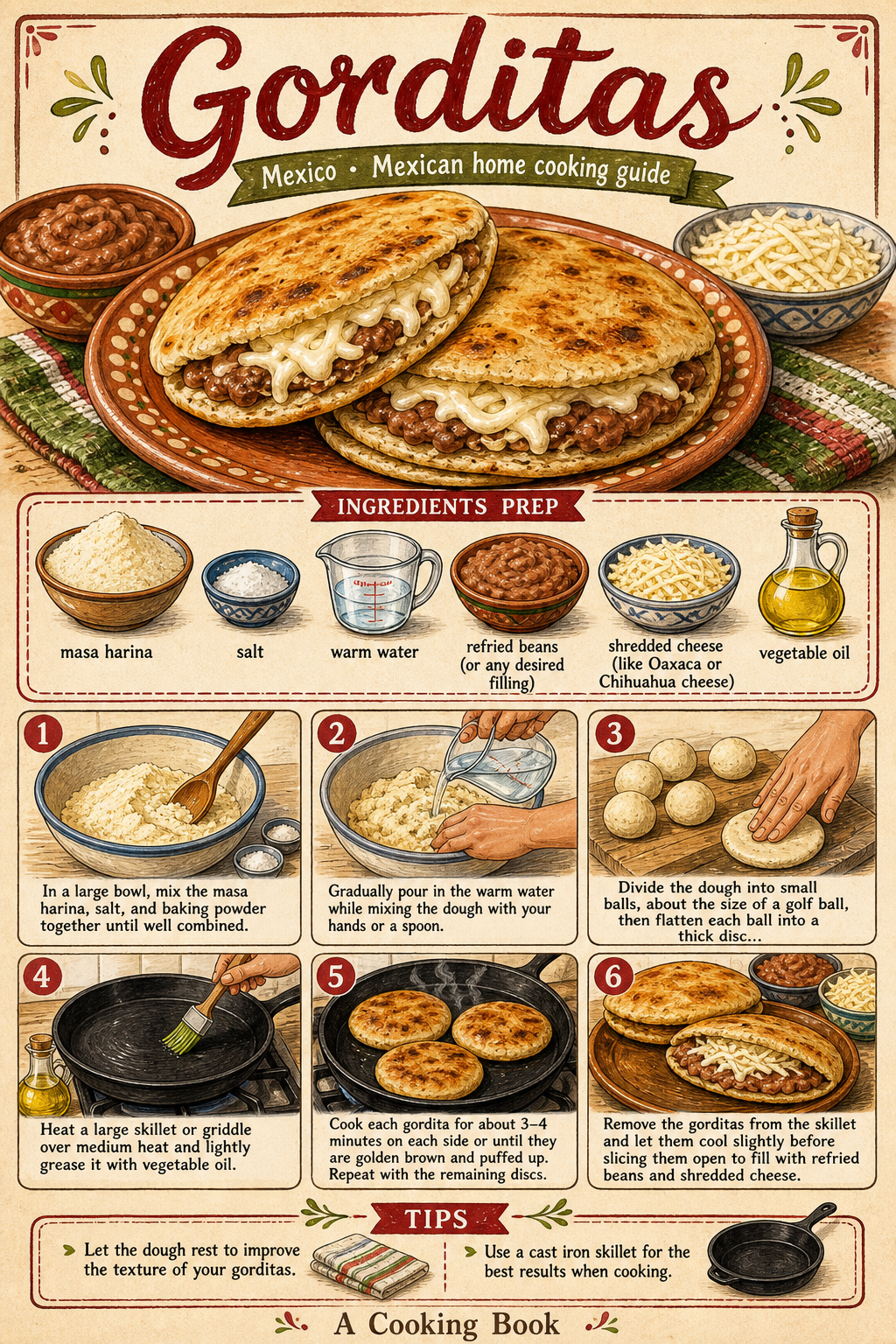 Gorditas illustrated step-by-step cooking guide