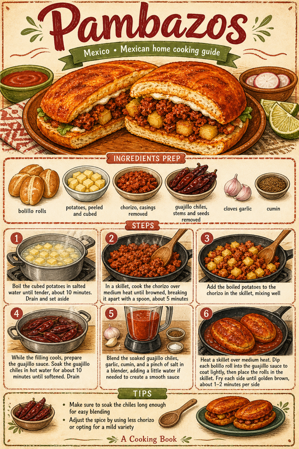 Pambazos illustrated step-by-step cooking guide
