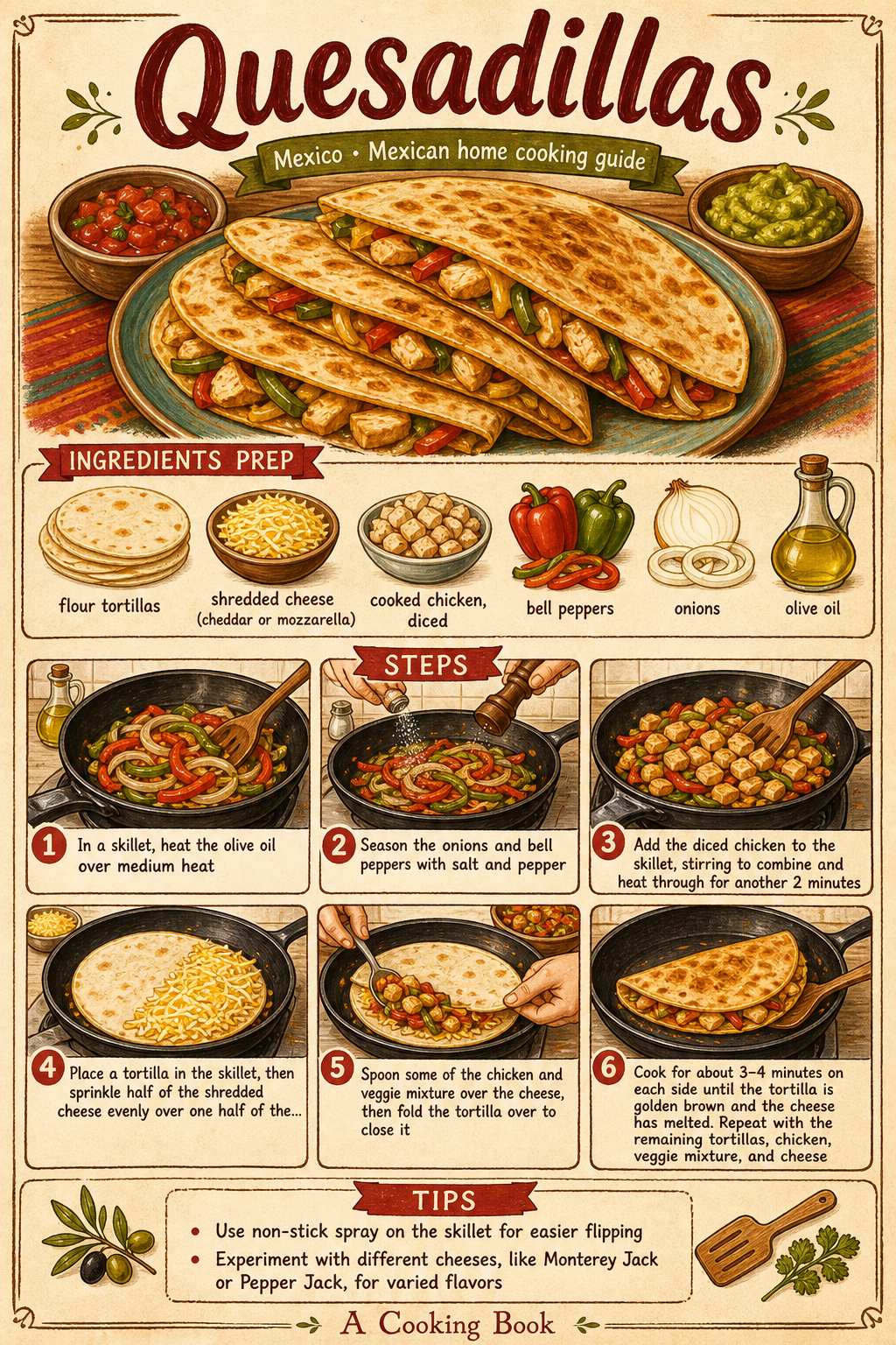 Quesadillas illustrated step-by-step cooking guide