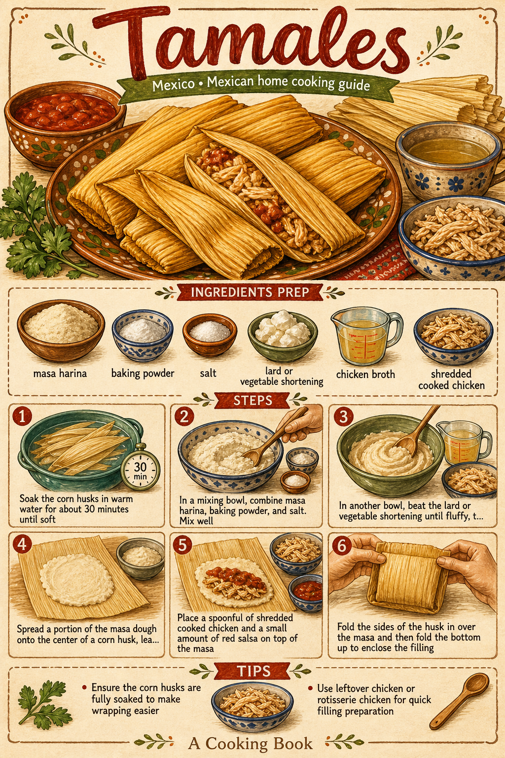 Tamales illustrated step-by-step cooking guide