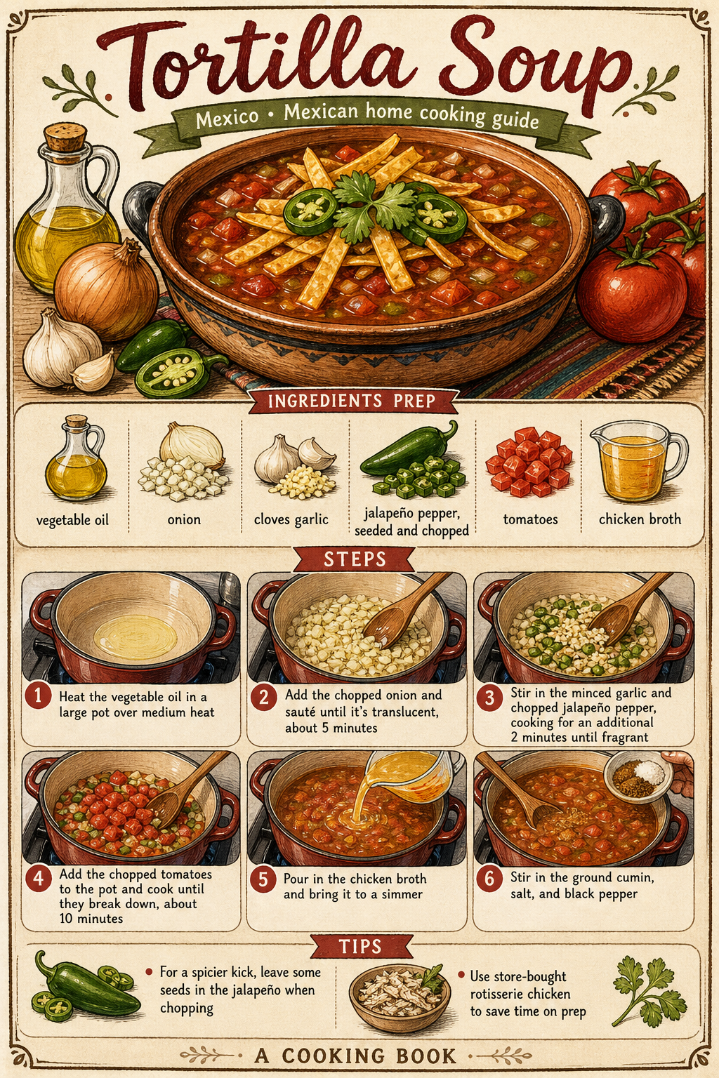 Tortilla Soup illustrated step-by-step cooking guide