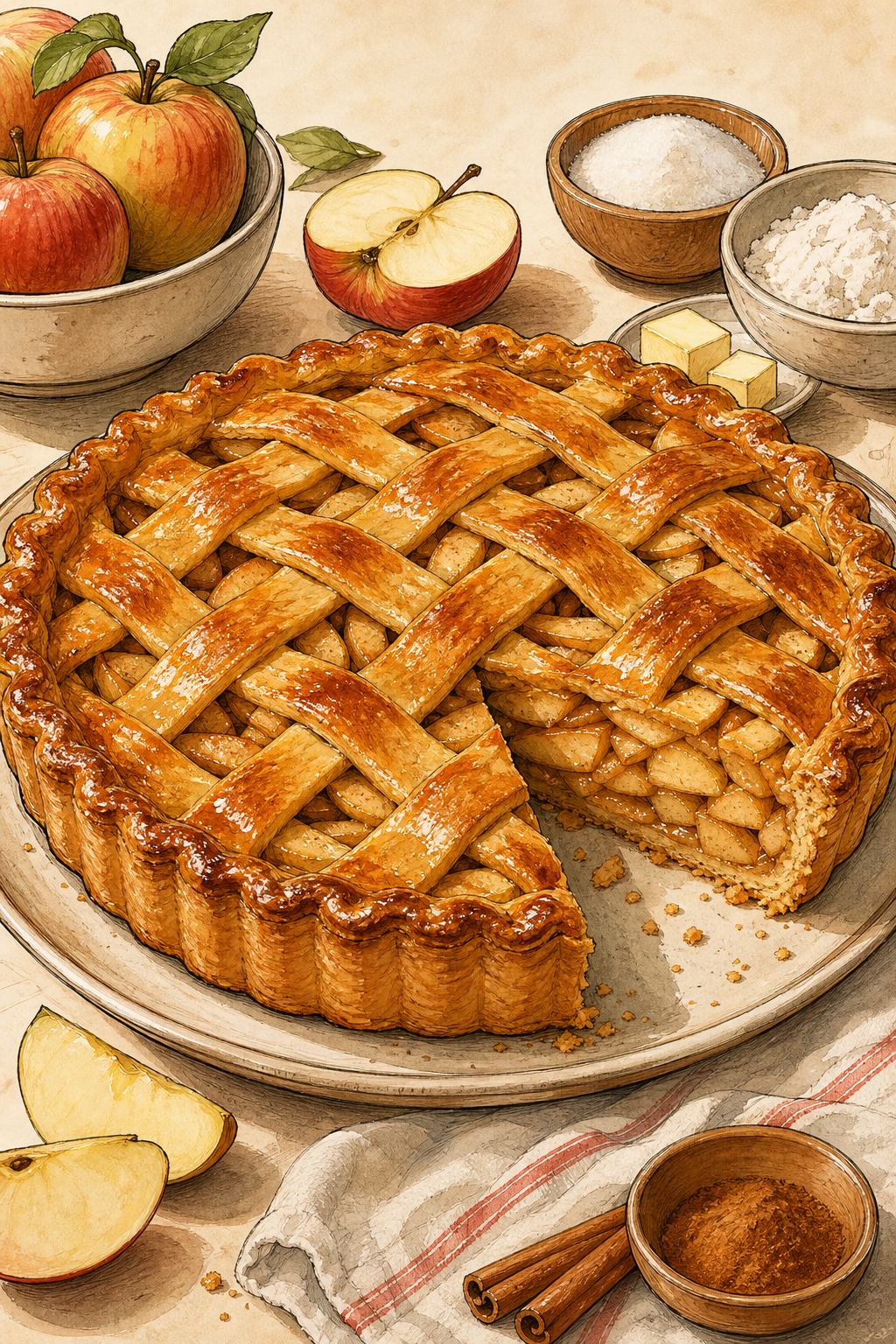 Dutch Appeltaart with Raisins and Lattice Crust