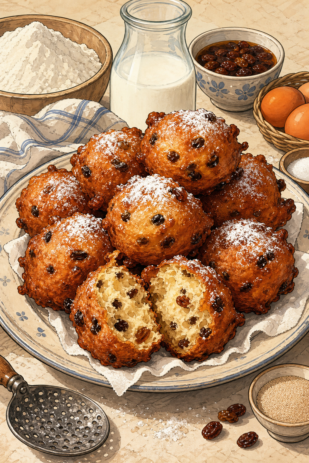 Dutch Oliebollen with Raisins and Apple