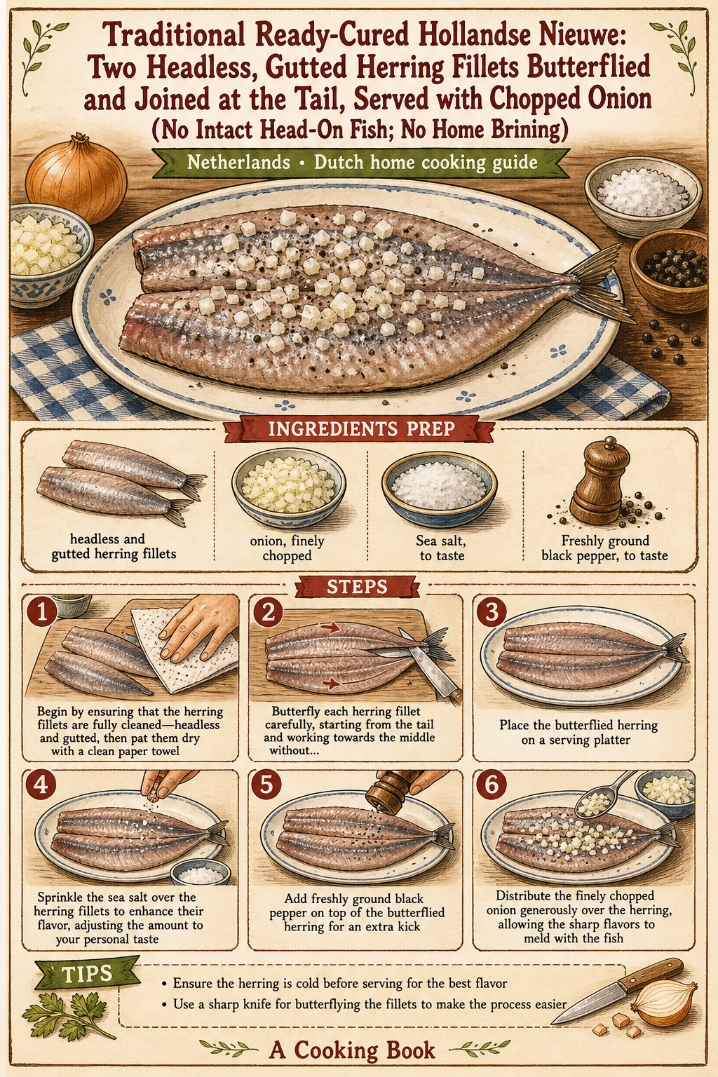 Hollandse Nieuwe with Chopped Onion illustrated step-by-step cooking guide