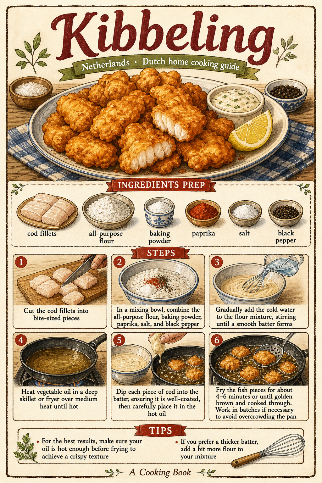 Dutch Kibbeling with Garlic-Herb Sauce illustrated step-by-step cooking guide