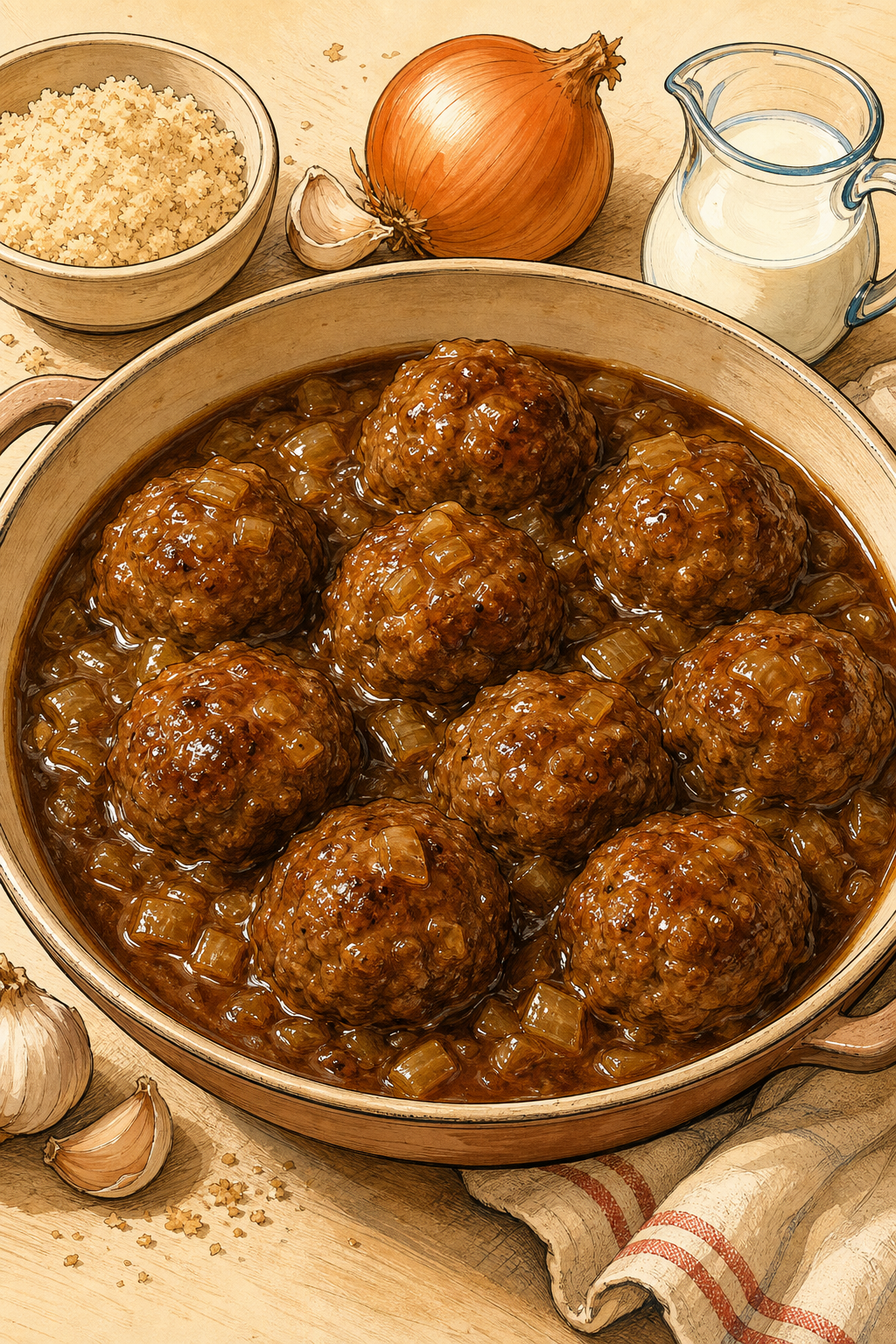 Traditional Boulets à la Liégeoise in Sauce Lapin