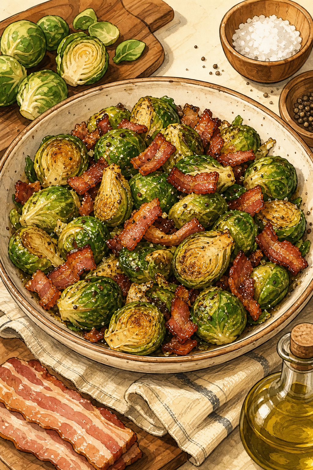 Belgian-Style Roasted Brussels Sprouts with Bacon