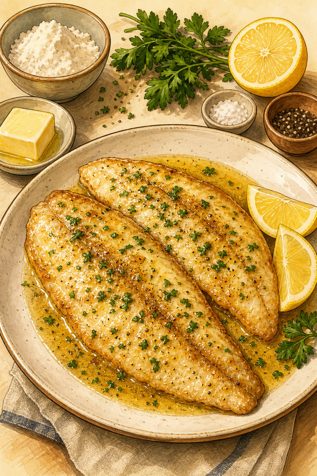 Traditional Belgian Sole Meunière with Brown Butter, Lemon and Parsley