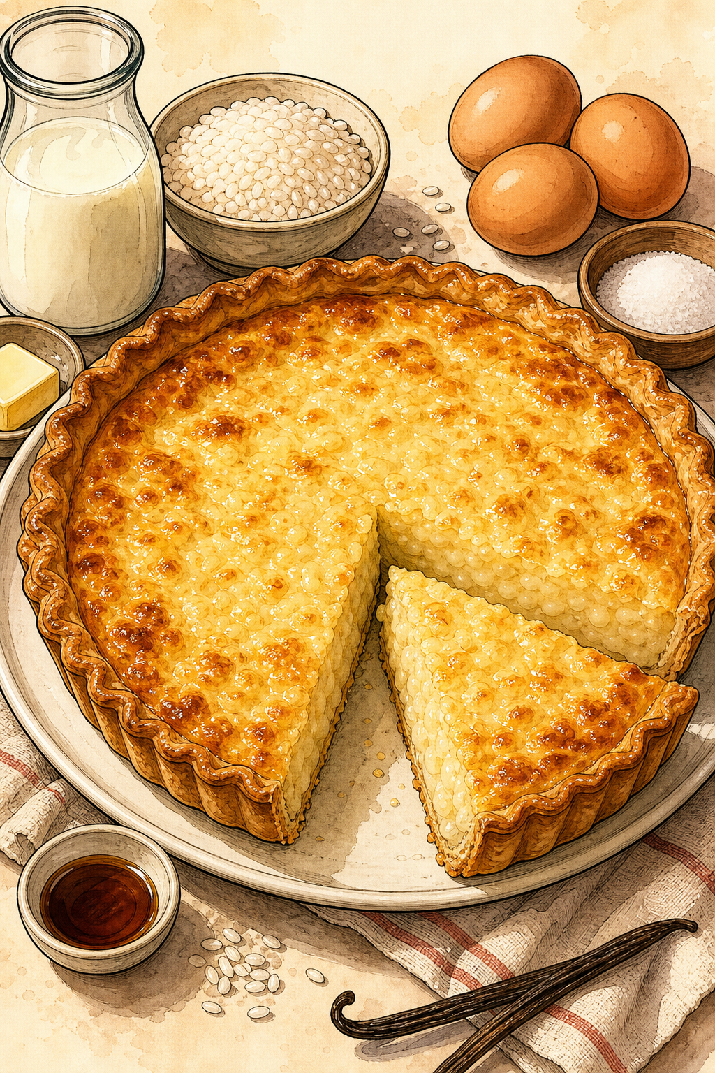 Traditional Verviers Rice Tart on Yeasted Dough