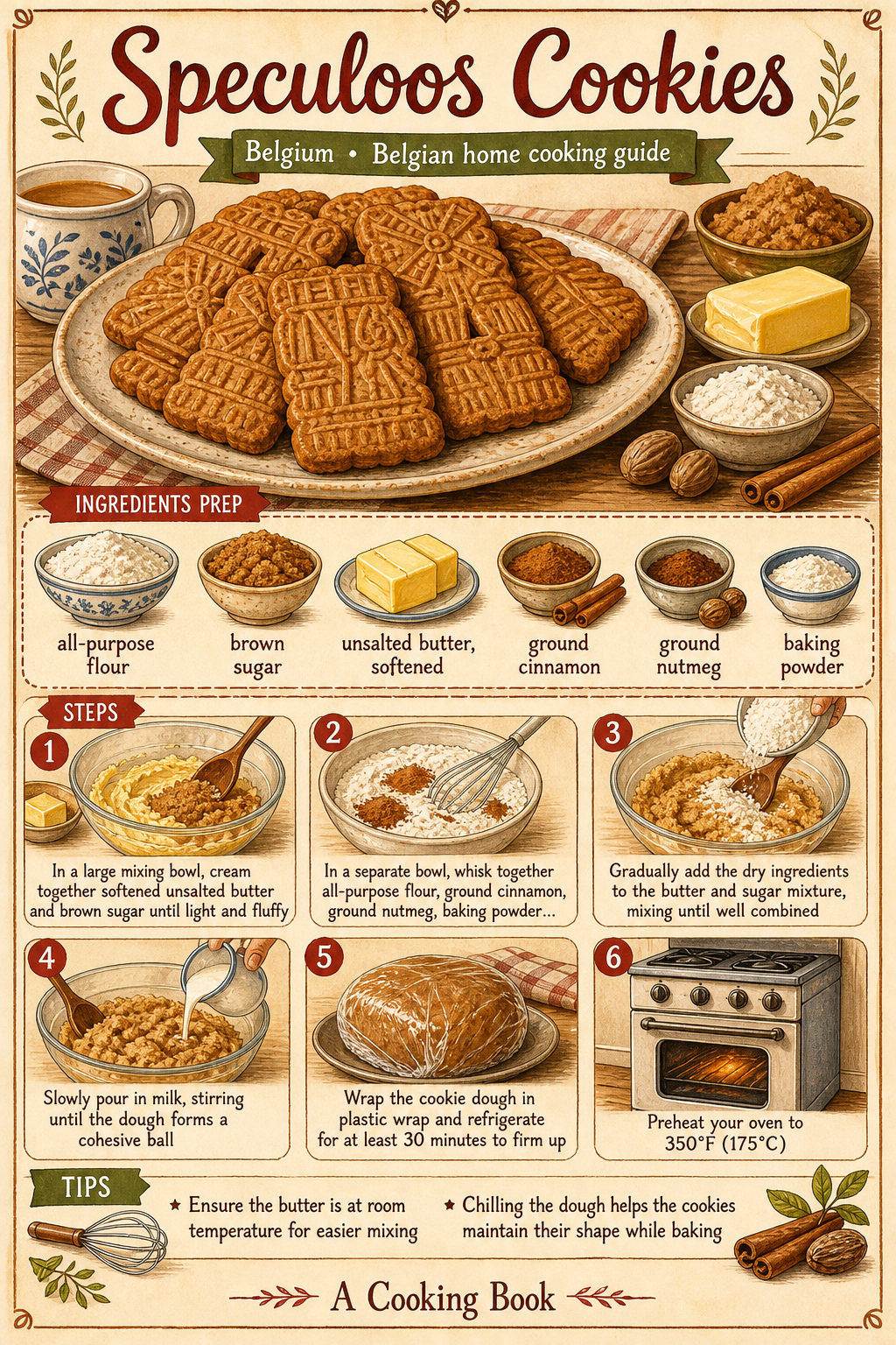 Traditional Belgian Speculoos Biscuits illustrated step-by-step cooking guide