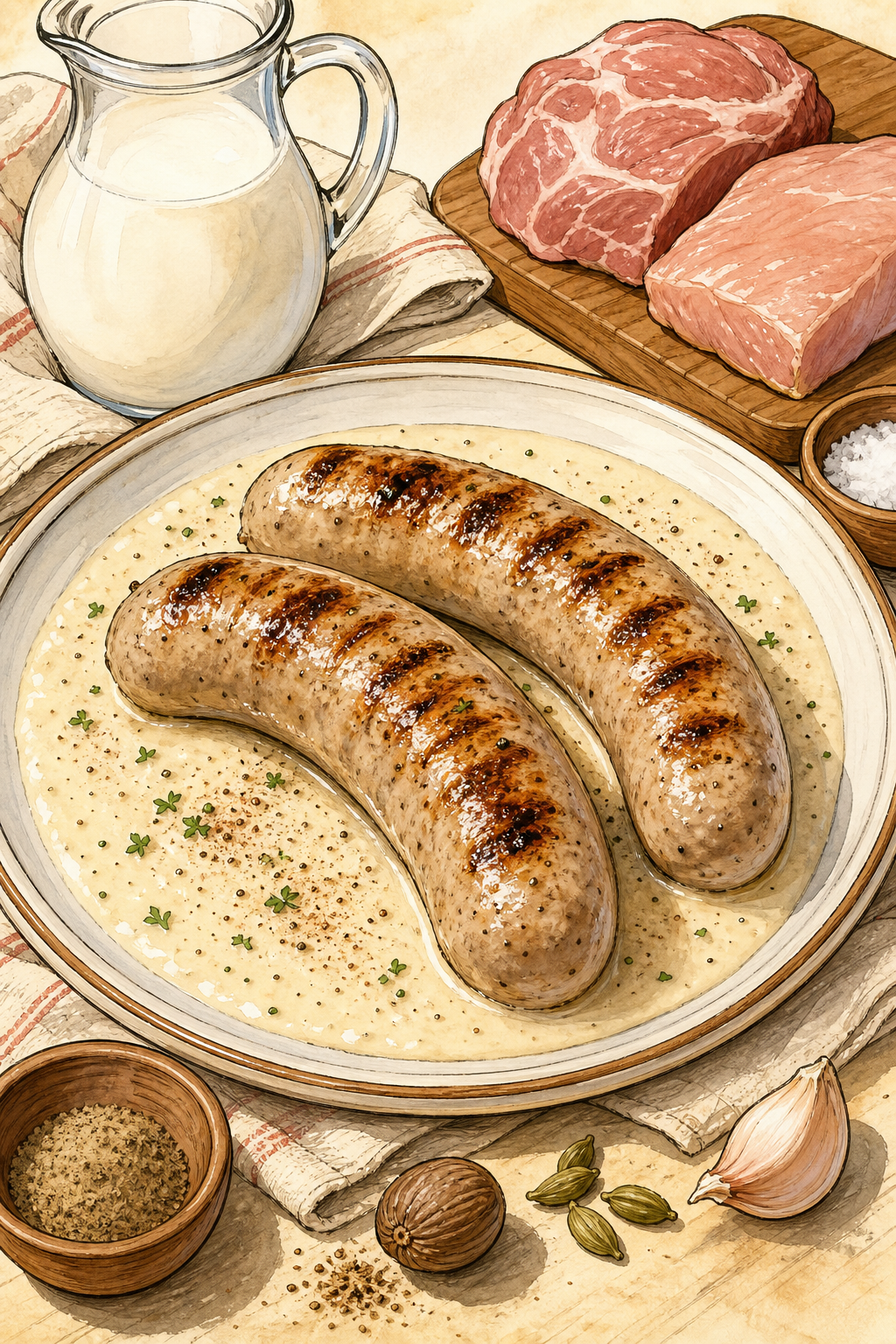 Traditional White St. Galler Kalbsbratwurst with Veal, Pork and Milk (Serve Without Mustard)