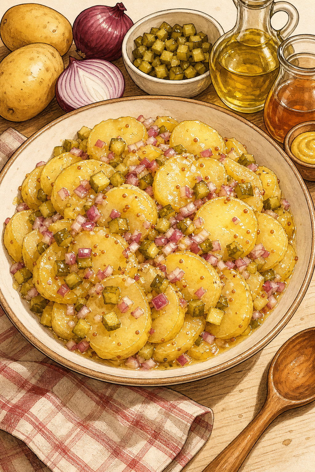 Swiss-Style Potato Salad with Warm Broth and Mustard Dressing