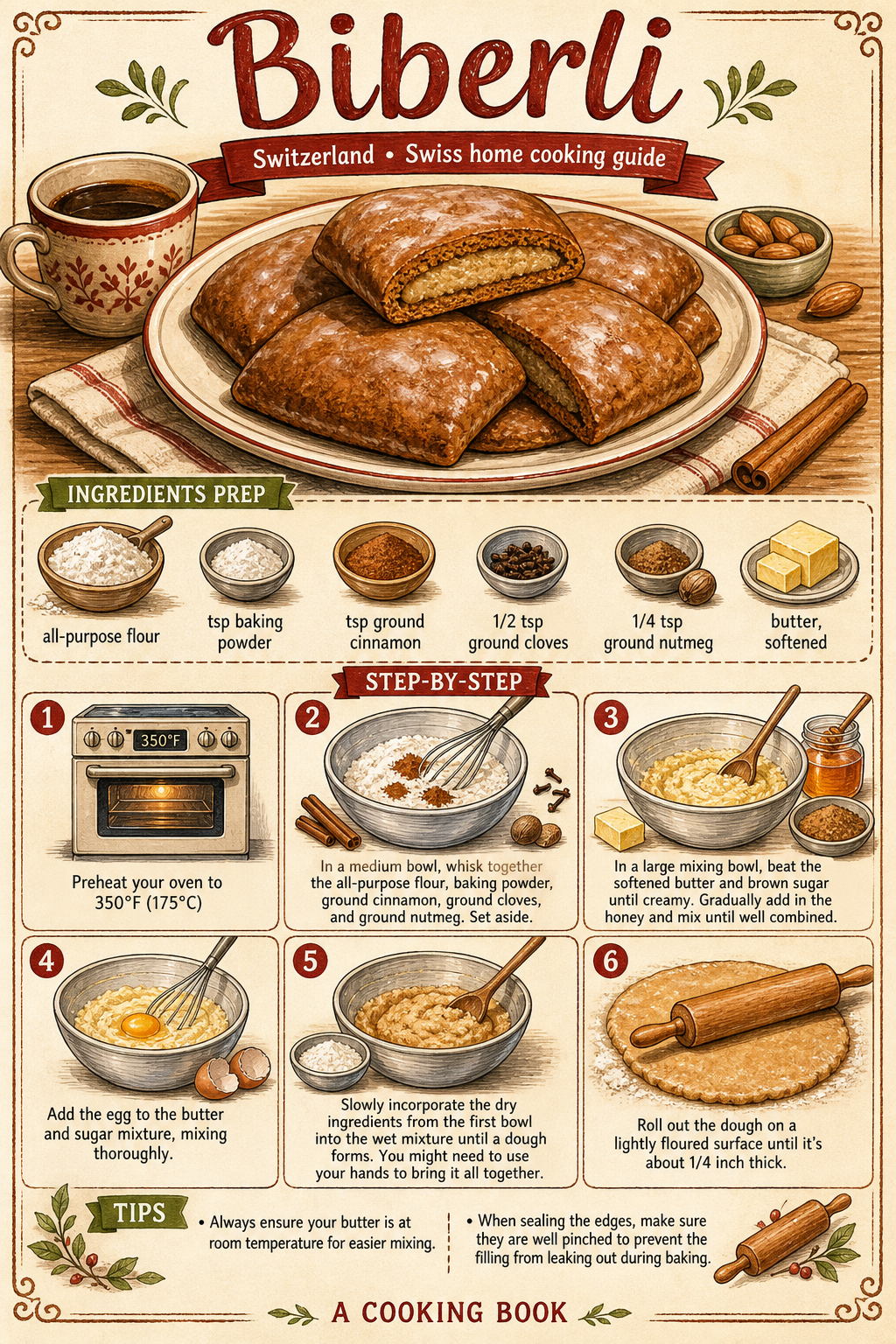 Traditional Appenzeller Biberli with Almond Filling illustrated step-by-step cooking guide