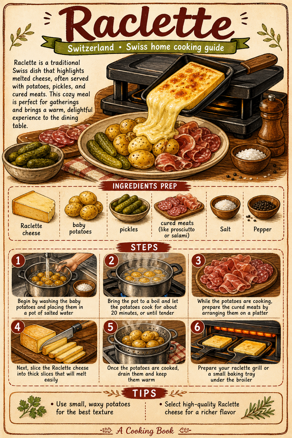 Raclette illustrated step-by-step cooking guide