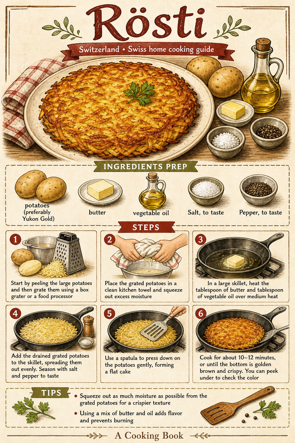 Rösti illustrated step-by-step cooking guide