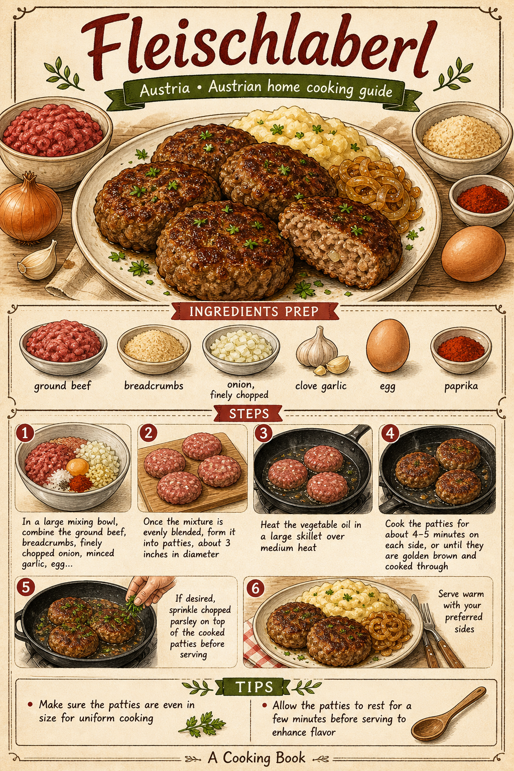 Fleischlaberl illustrated step-by-step cooking guide