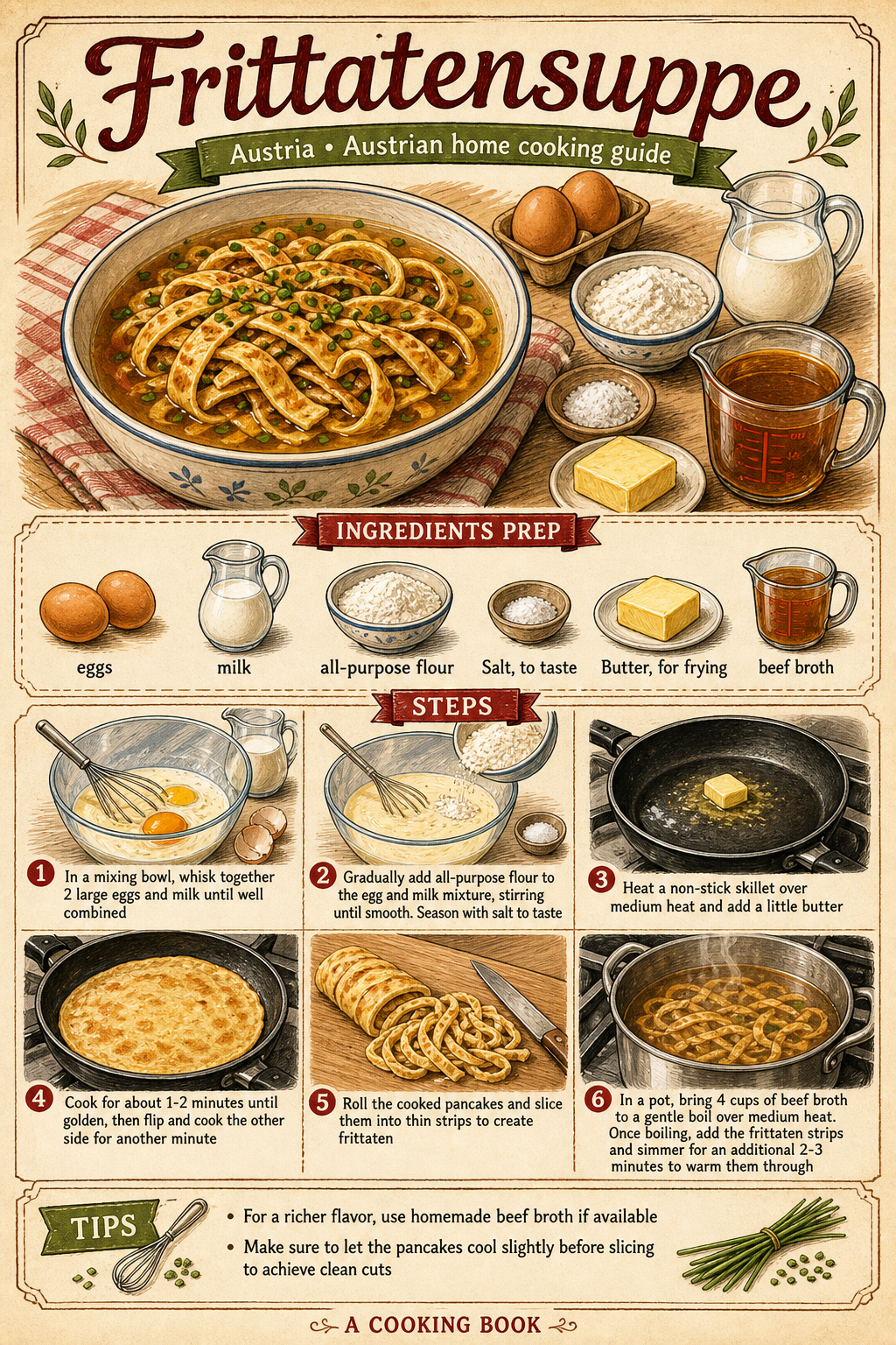 Frittatensuppe illustrated step-by-step cooking guide