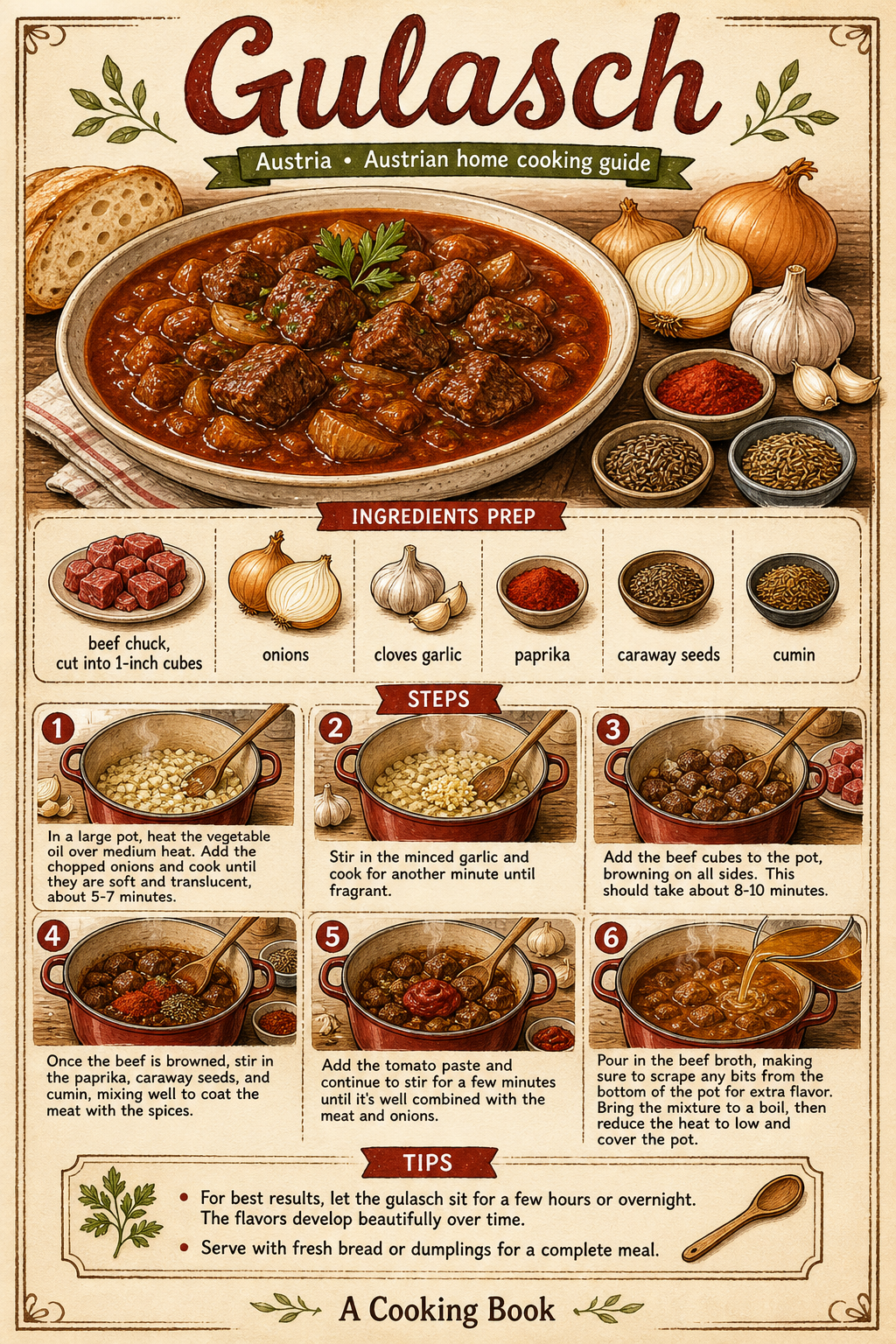 Gulasch illustrated step-by-step cooking guide