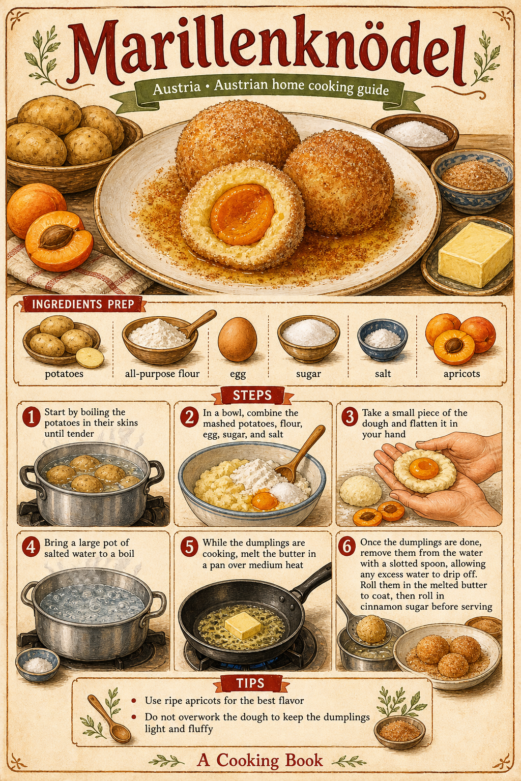 Marillenknödel illustrated step-by-step cooking guide