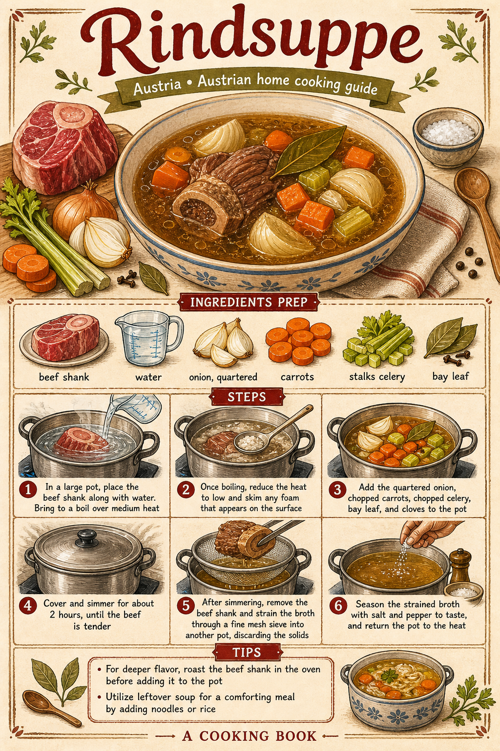 Rindsuppe illustrated step-by-step cooking guide