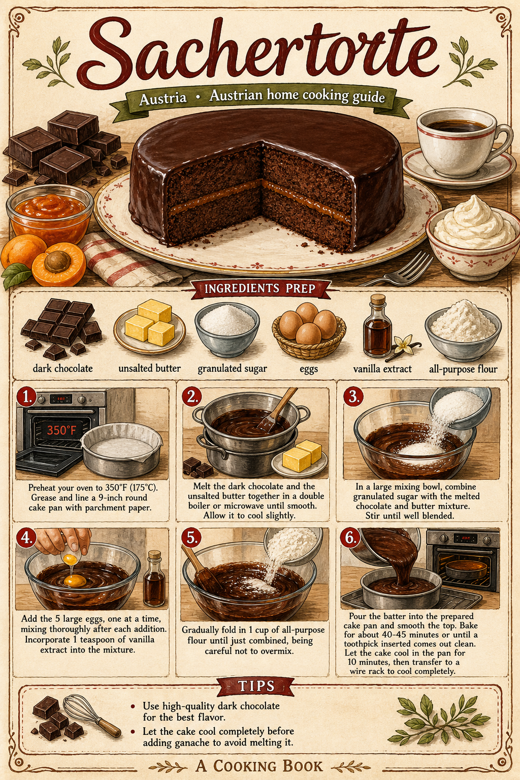 Sachertorte illustrated step-by-step cooking guide