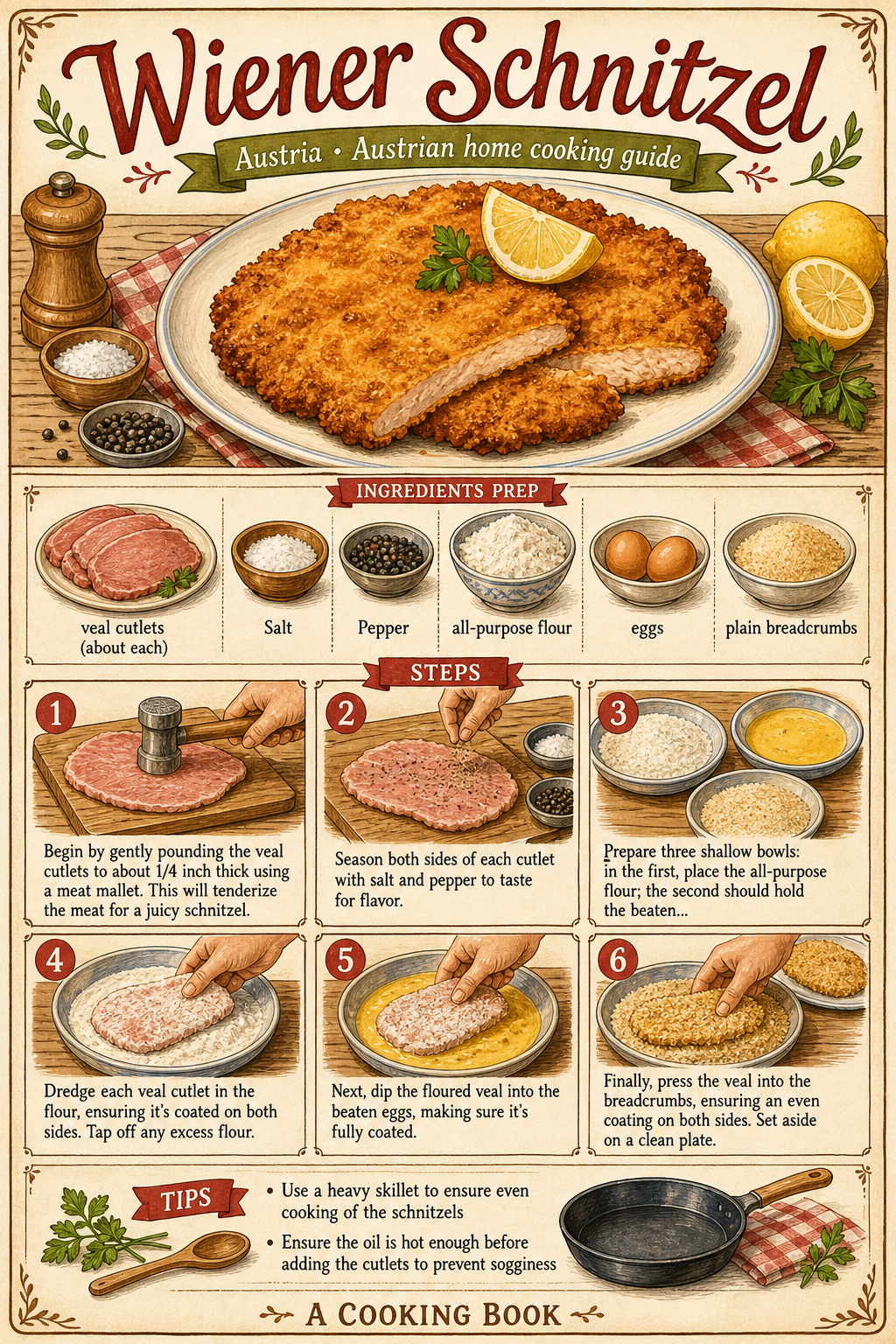 Wiener Schnitzel illustrated step-by-step cooking guide