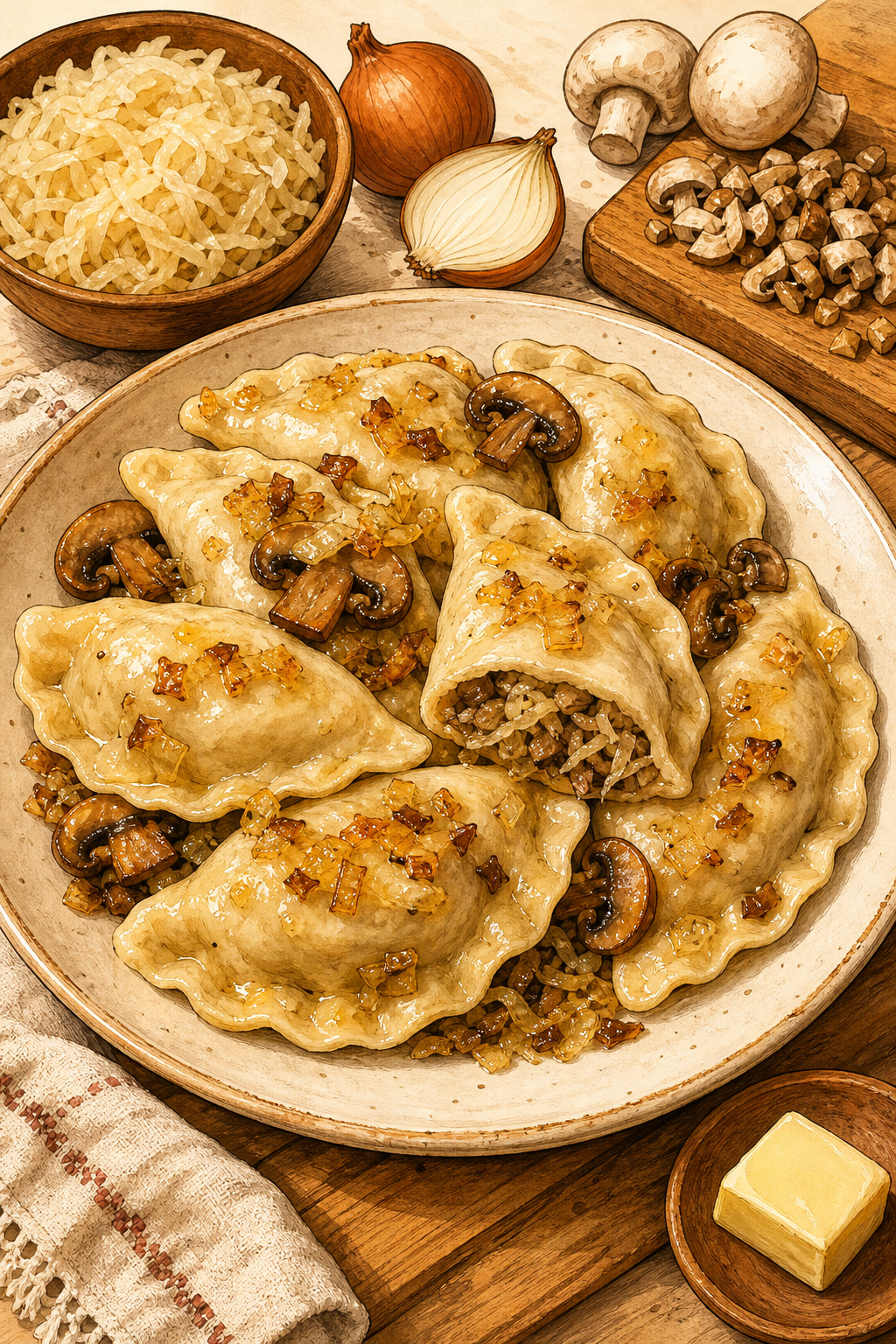 Pierogi with Sauerkraut and Mushrooms