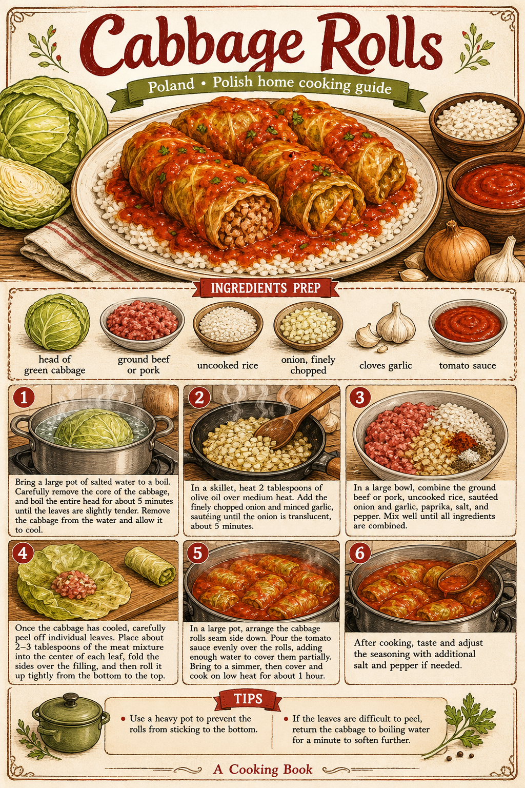 Cabbage Rolls illustrated step-by-step cooking guide