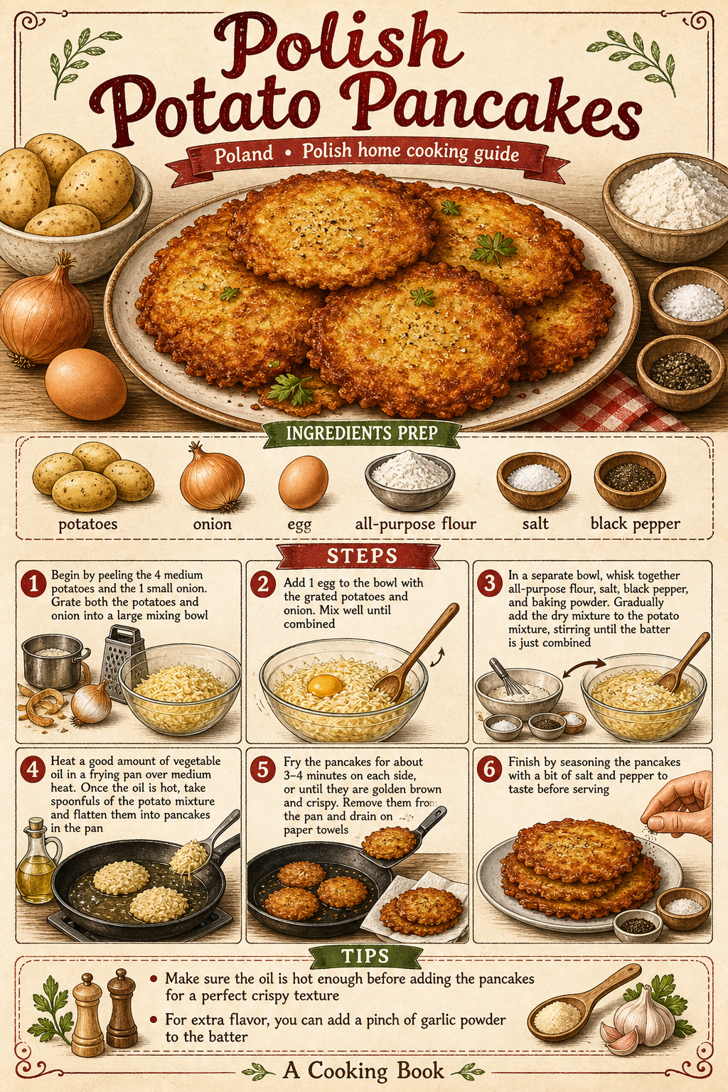 Polish Potato Pancakes illustrated step-by-step cooking guide