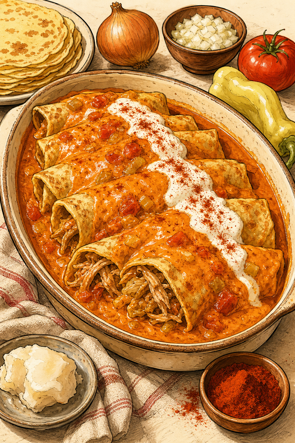 Traditional Hortobágyi Húsos Palacsinta: Savoury Meat-Filled Crêpes in Paprika Sauce
