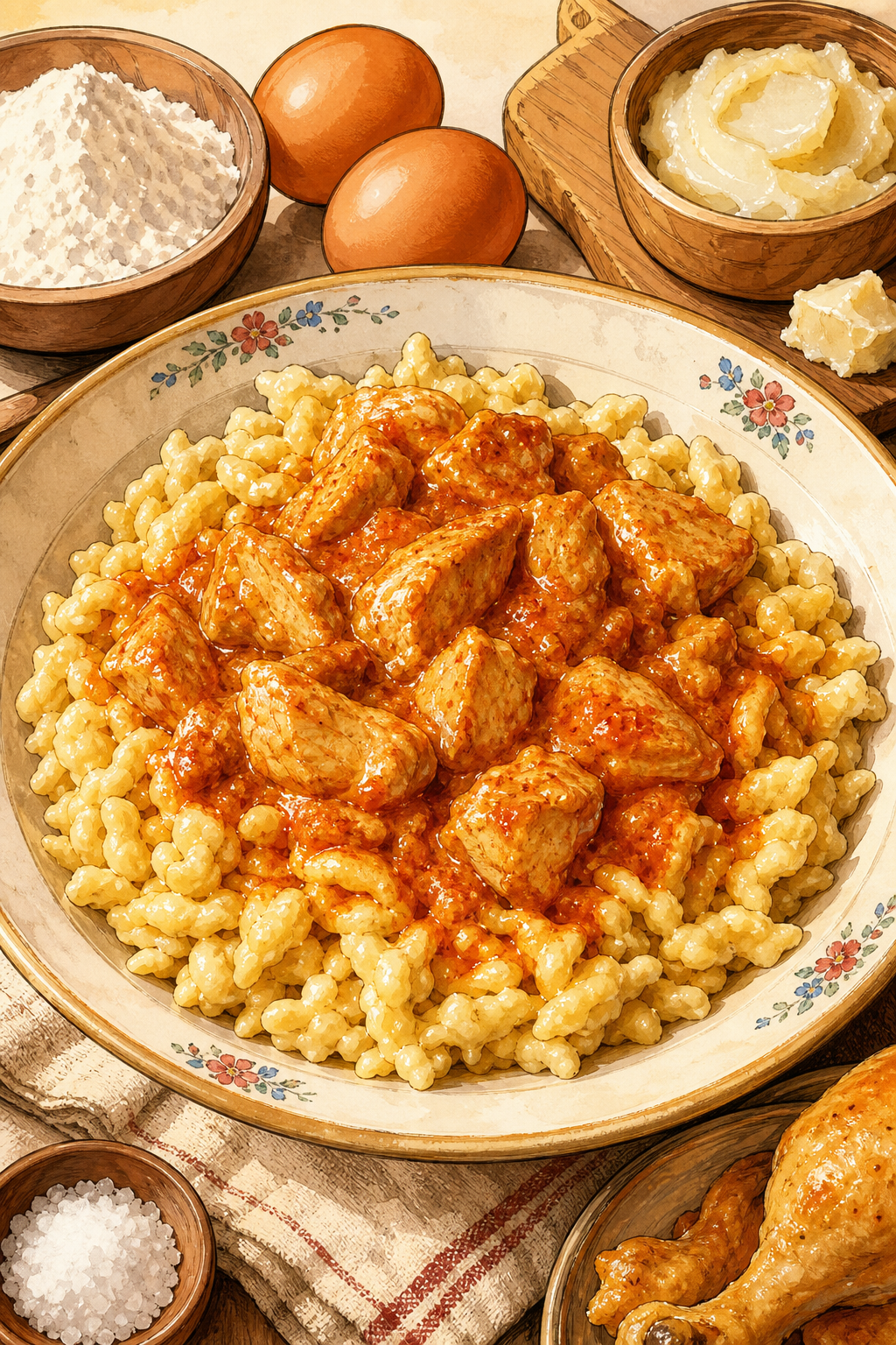 Traditional Hungarian Nokedli: Soft Egg Drop Dumplings for Paprikash and Pörkölt