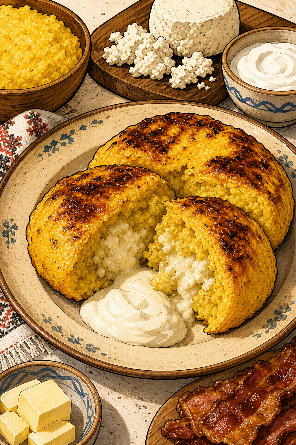 Traditional Bulz Ciobănesc: Baked Polenta with Brânză de Burduf