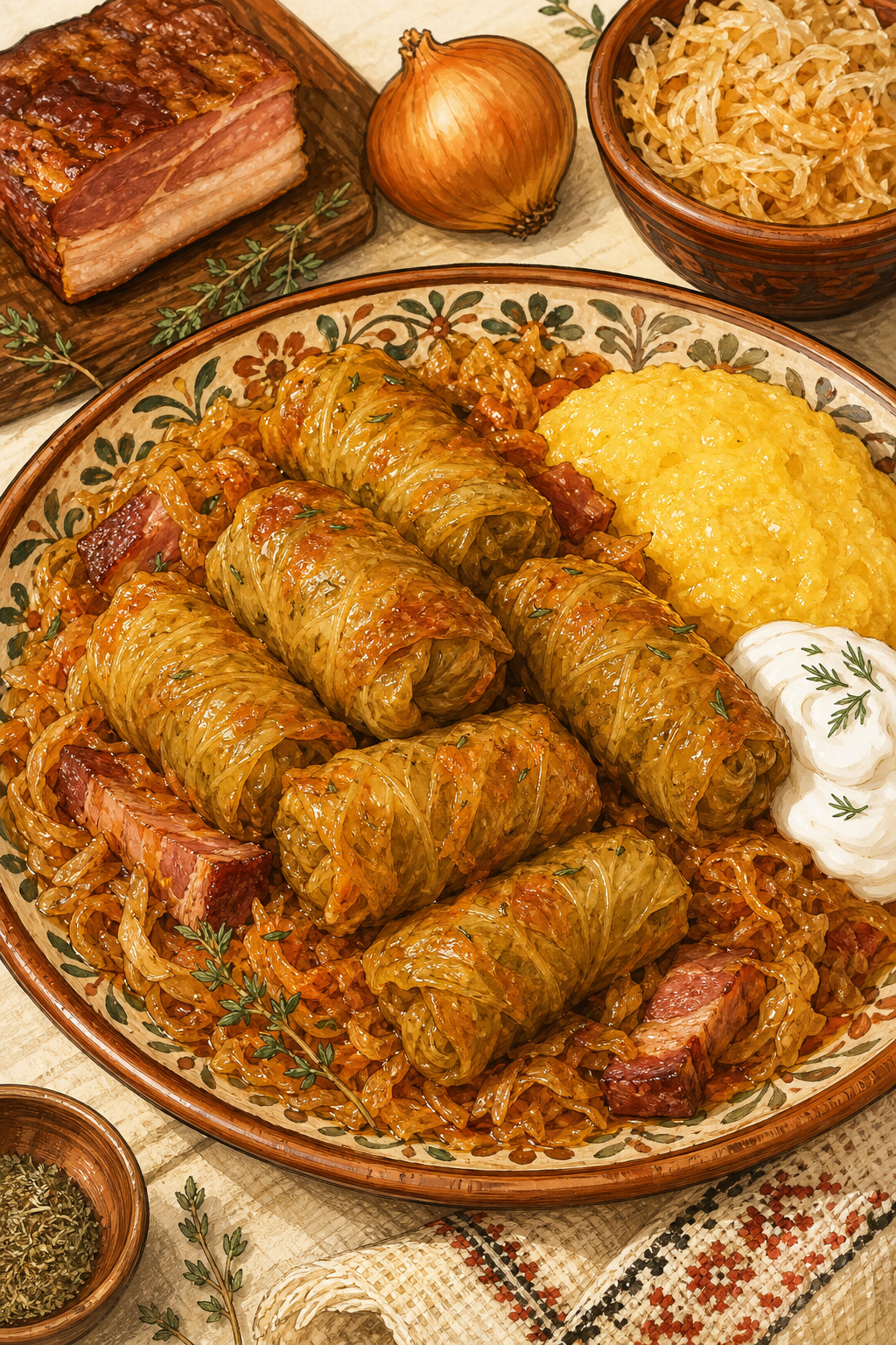 Traditional Romanian Sarmale: Pork-and-Rice Rolls in Sour Cabbage Leaves