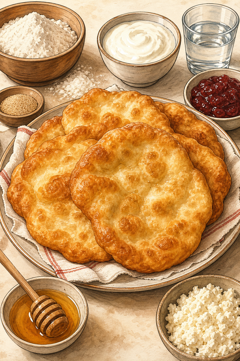 Traditional Bulgarian Mekitsi: Yeasted Fried Dough with Jam or Sirene