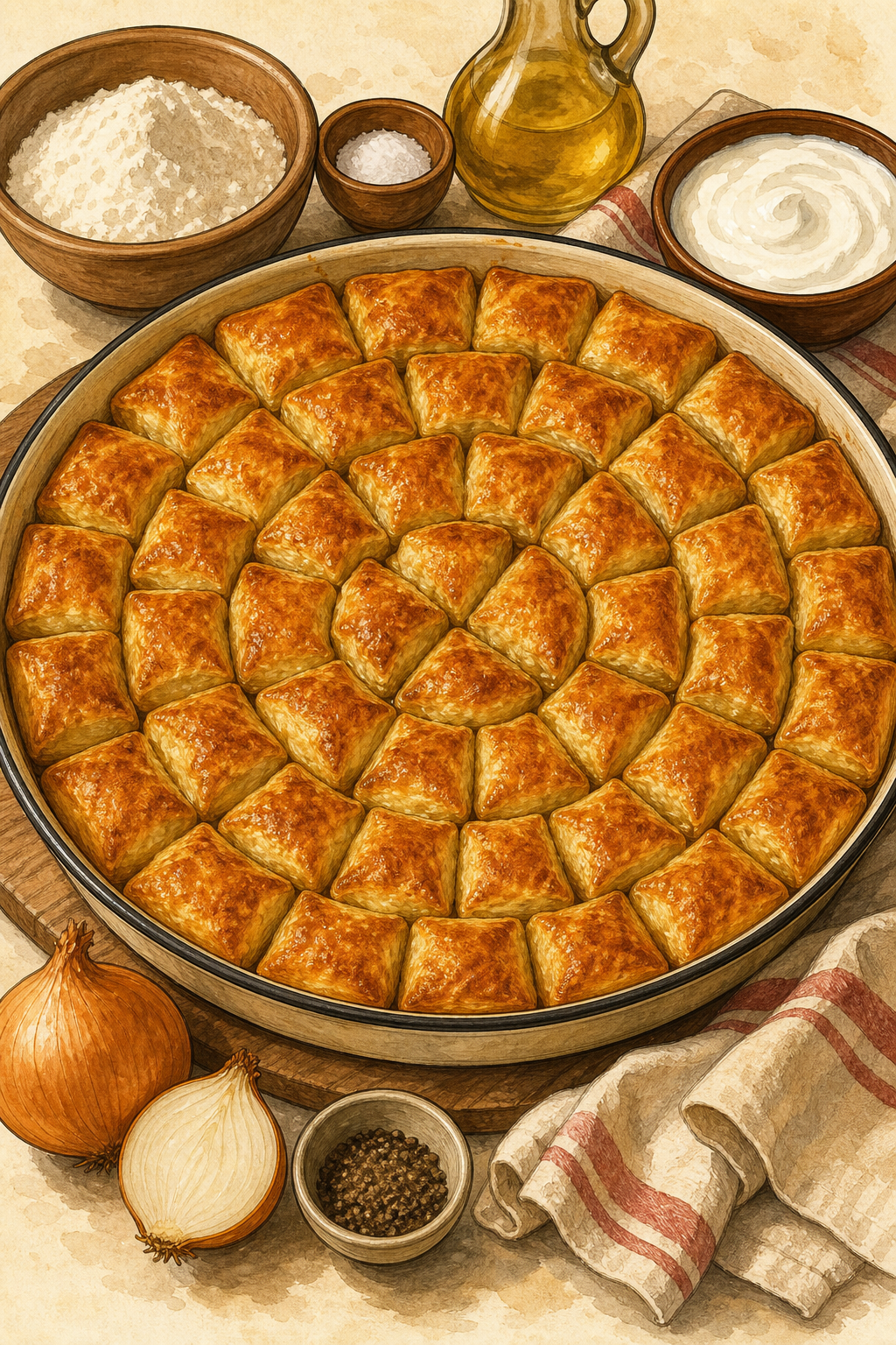 Traditional Closed Square Novi Pazar Mantije with Beef