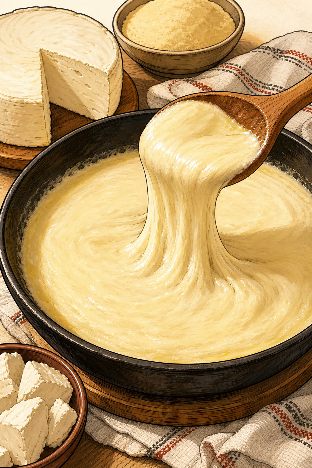 Traditional Smooth Eastern Serbian Belmuž with Young Cheese illustrated recipe card