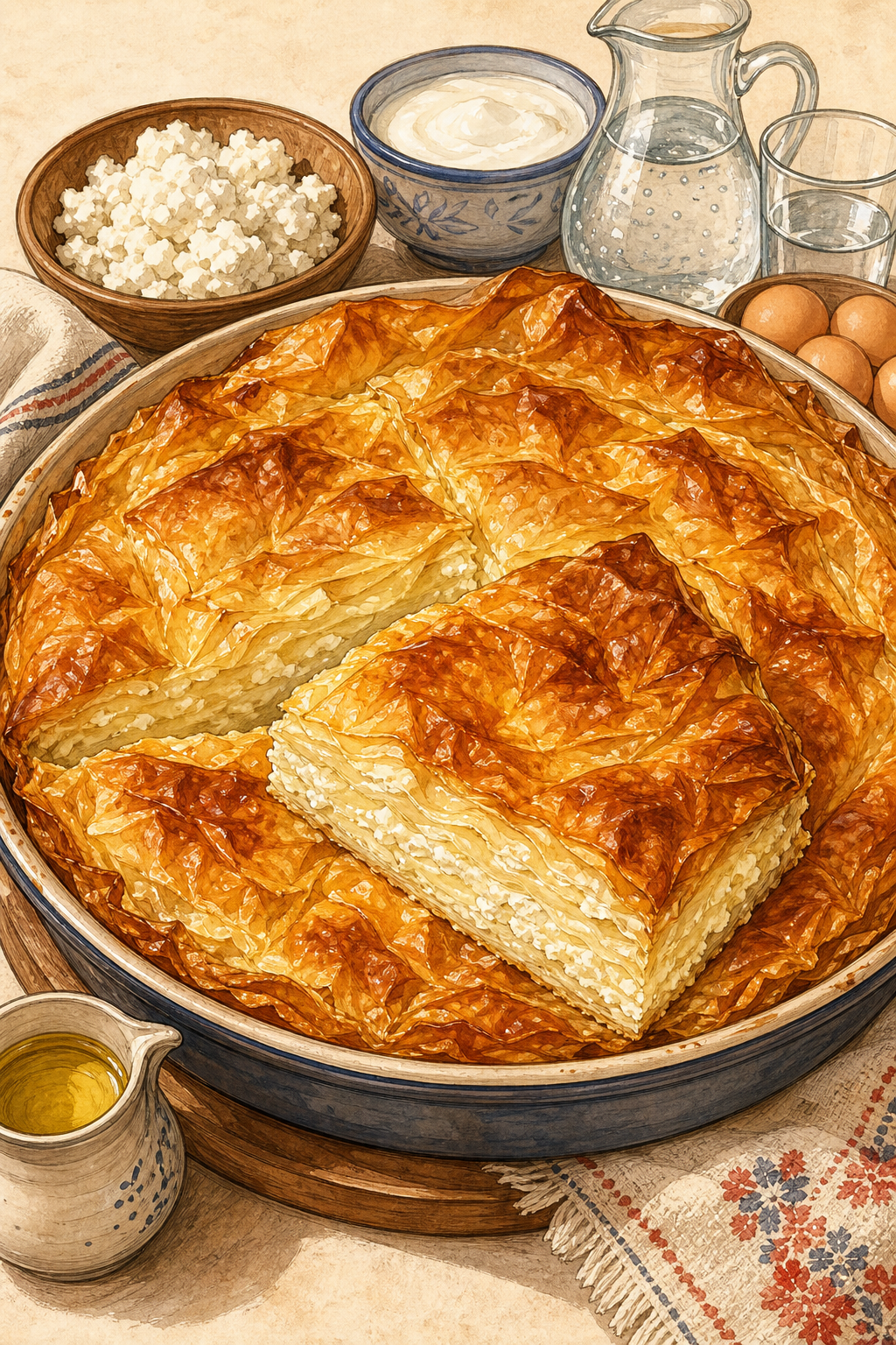 Traditional Serbian Gibanica with Cow's-Milk Cheese