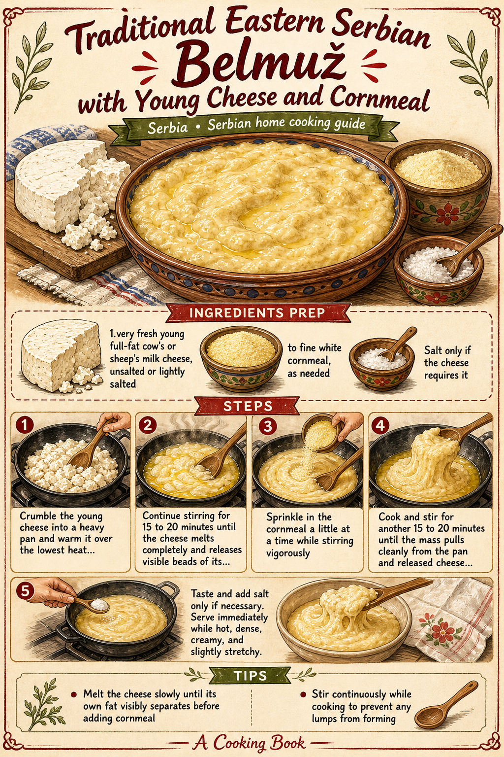 Traditional Smooth Eastern Serbian Belmuž with Young Cheese illustrated step-by-step cooking guide