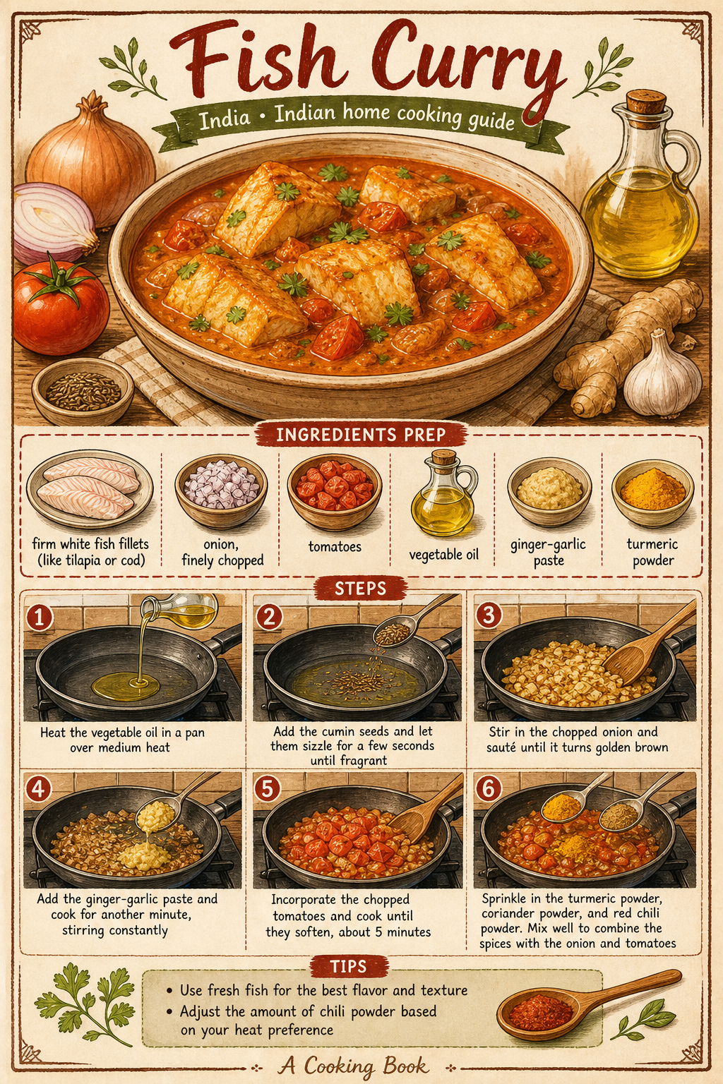 Fish Curry illustrated step-by-step cooking guide