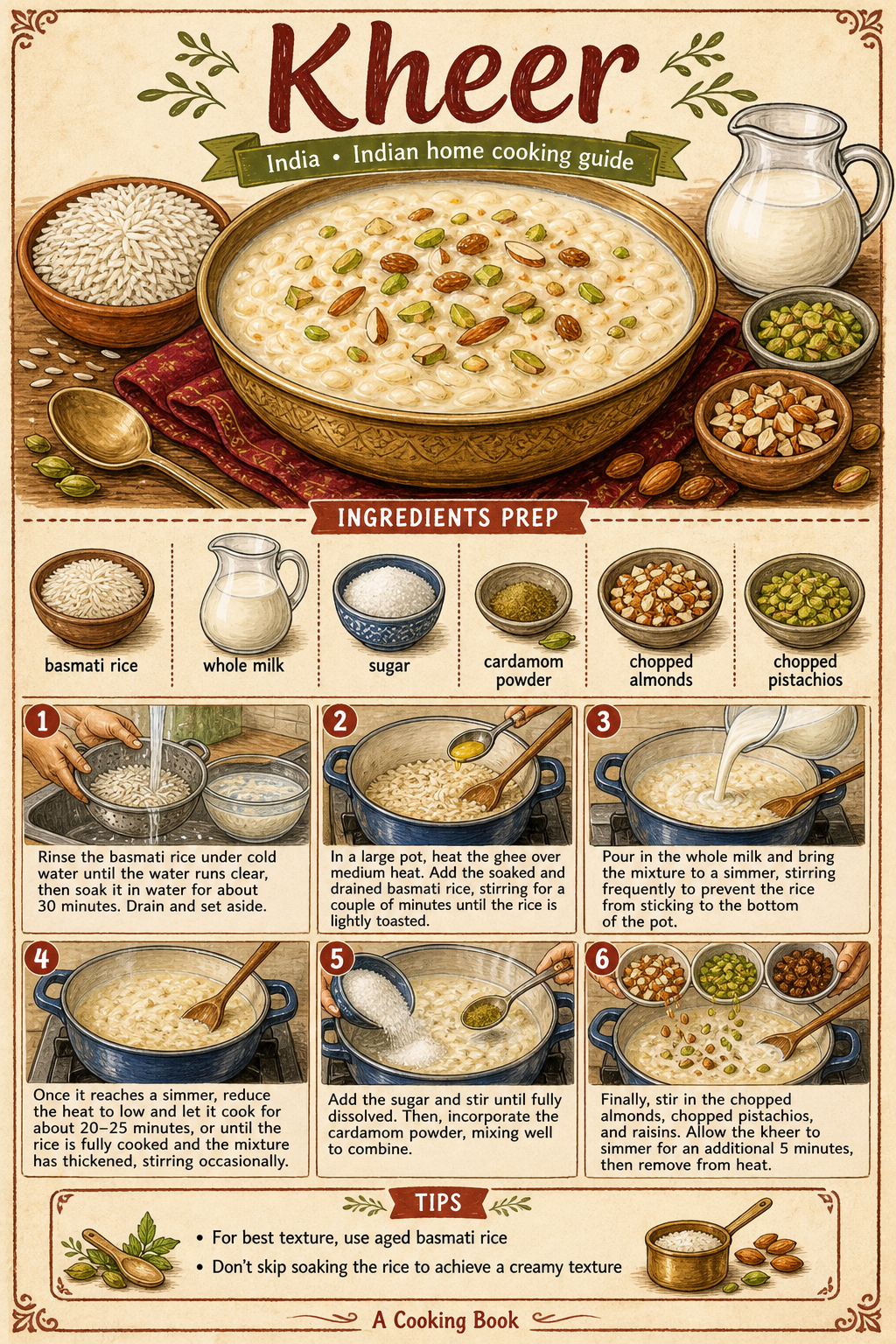 Kheer illustrated step-by-step cooking guide