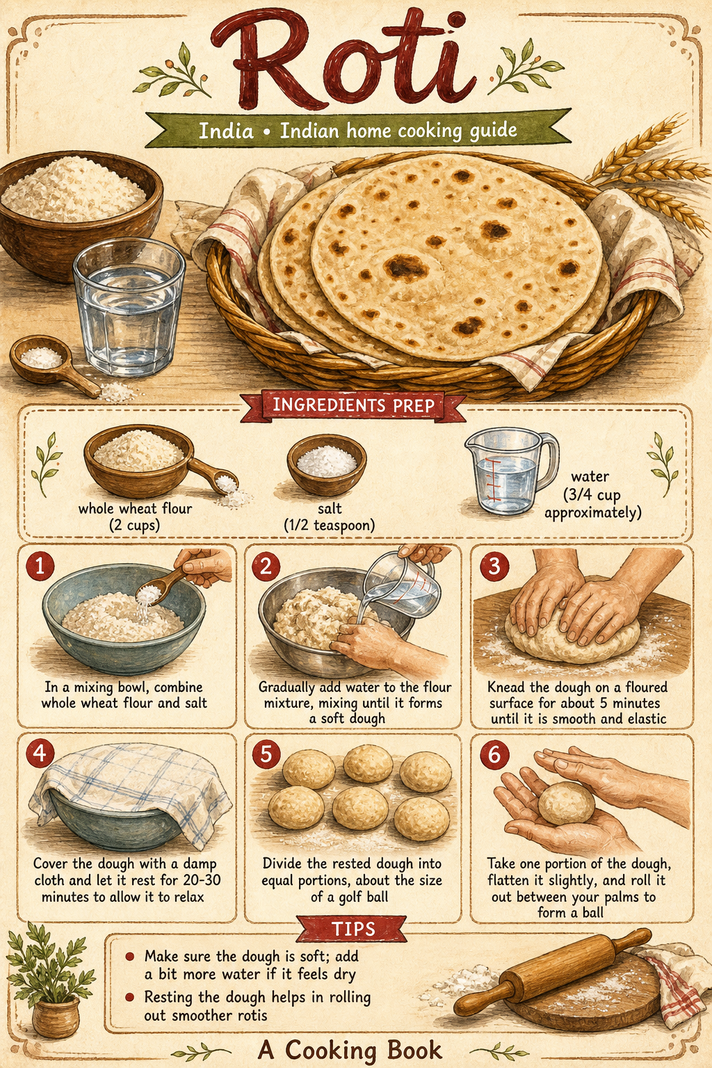 Roti illustrated step-by-step cooking guide