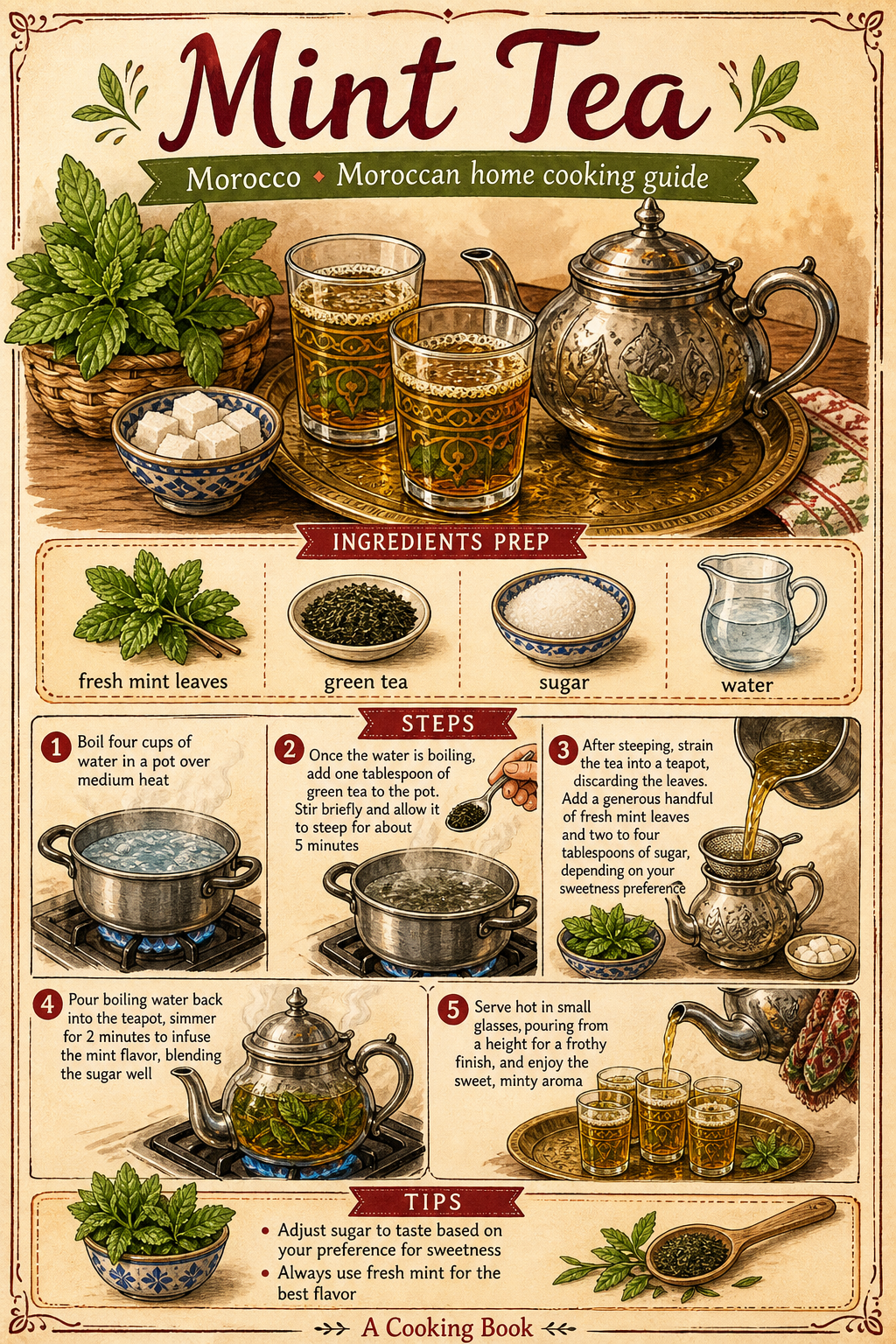 Mint Tea illustrated step-by-step cooking guide
