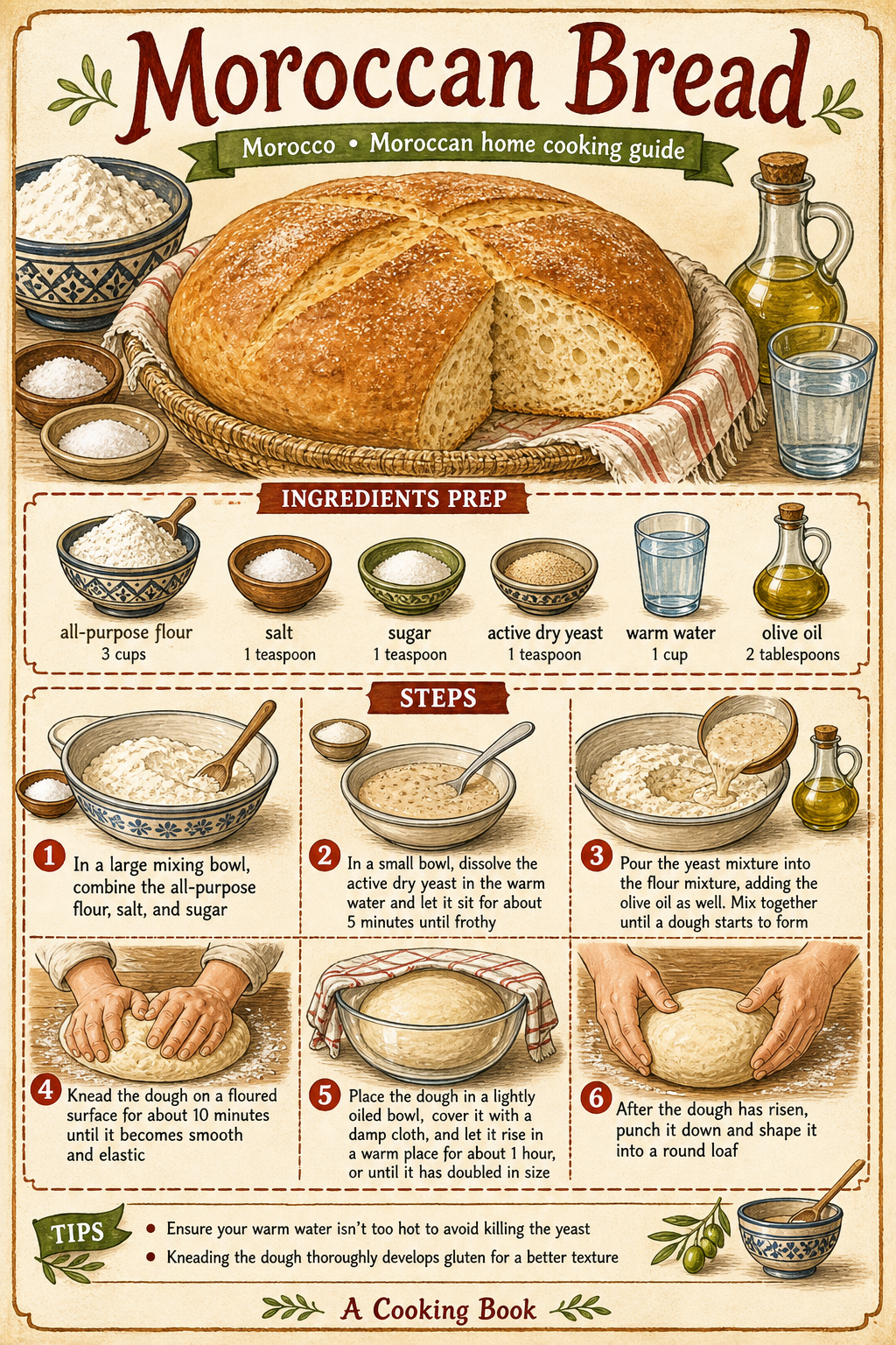 Moroccan Bread illustrated step-by-step cooking guide