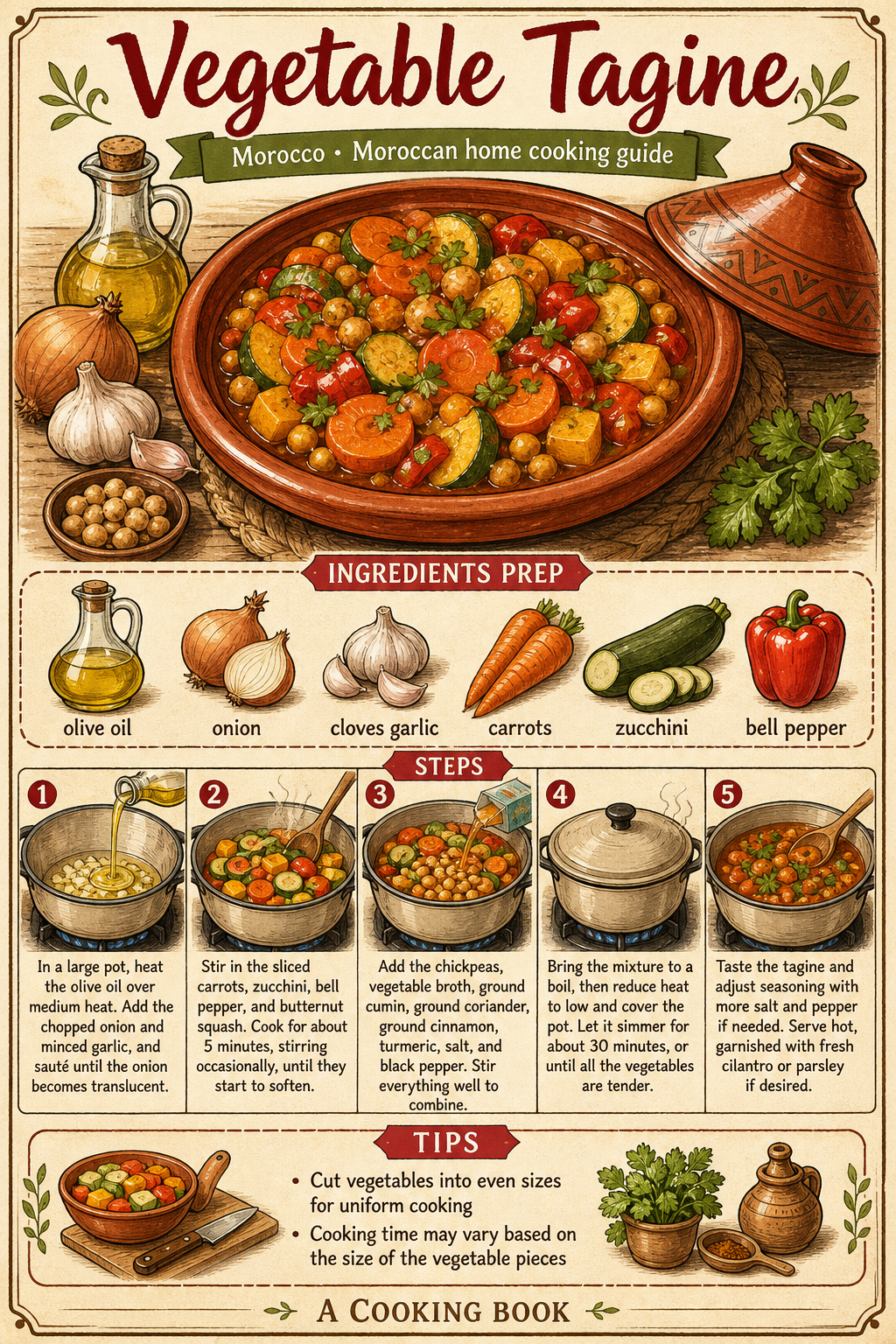 Vegetable Tagine illustrated step-by-step cooking guide