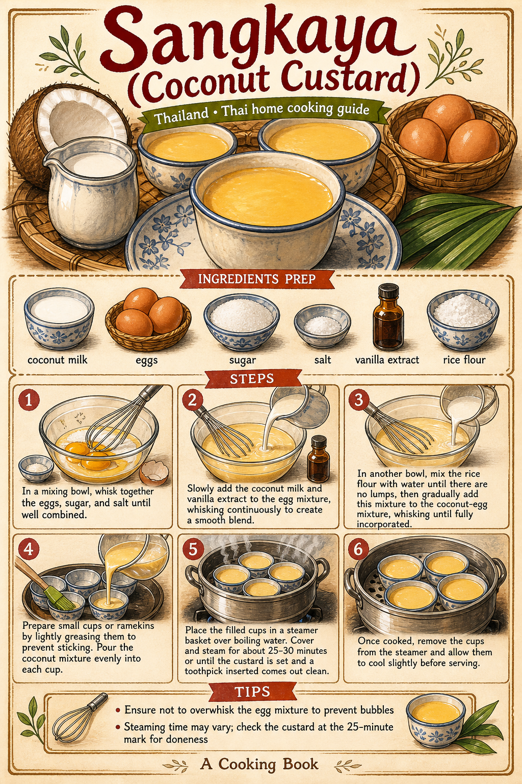 Sangkaya (Coconut Custard) illustrated step-by-step cooking guide