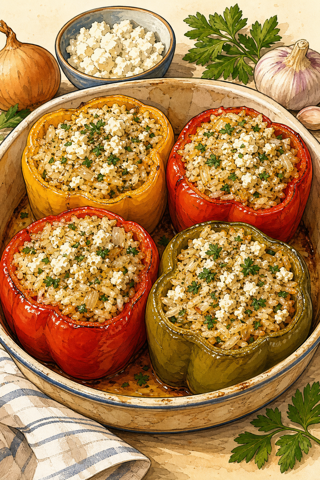 Stuffed Bell Peppers with Feta