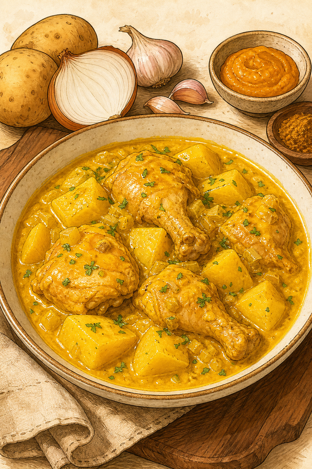 Peruvian Chicken Cau Cau