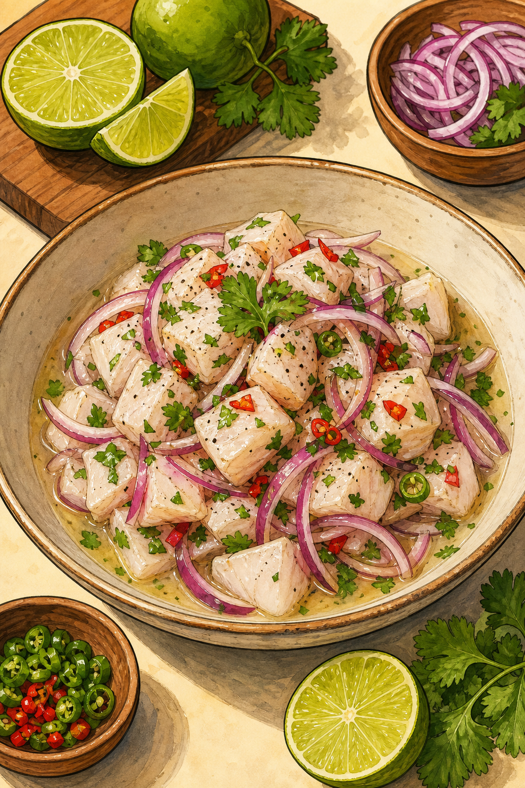 Traditional Peruvian Ceviche with Ají Limo