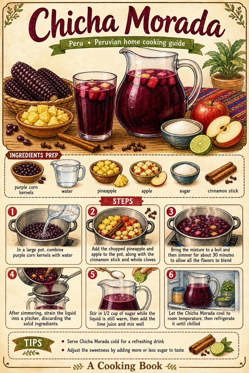 Chicha Morada illustrated step-by-step cooking guide